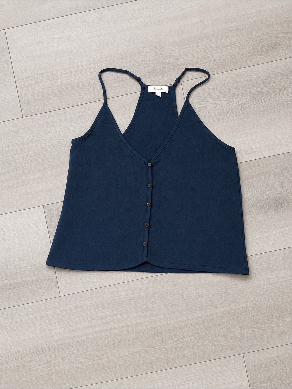 B Cool Tank Top Medium Navy Button Front Strappy Cami - Picture 2 of 5